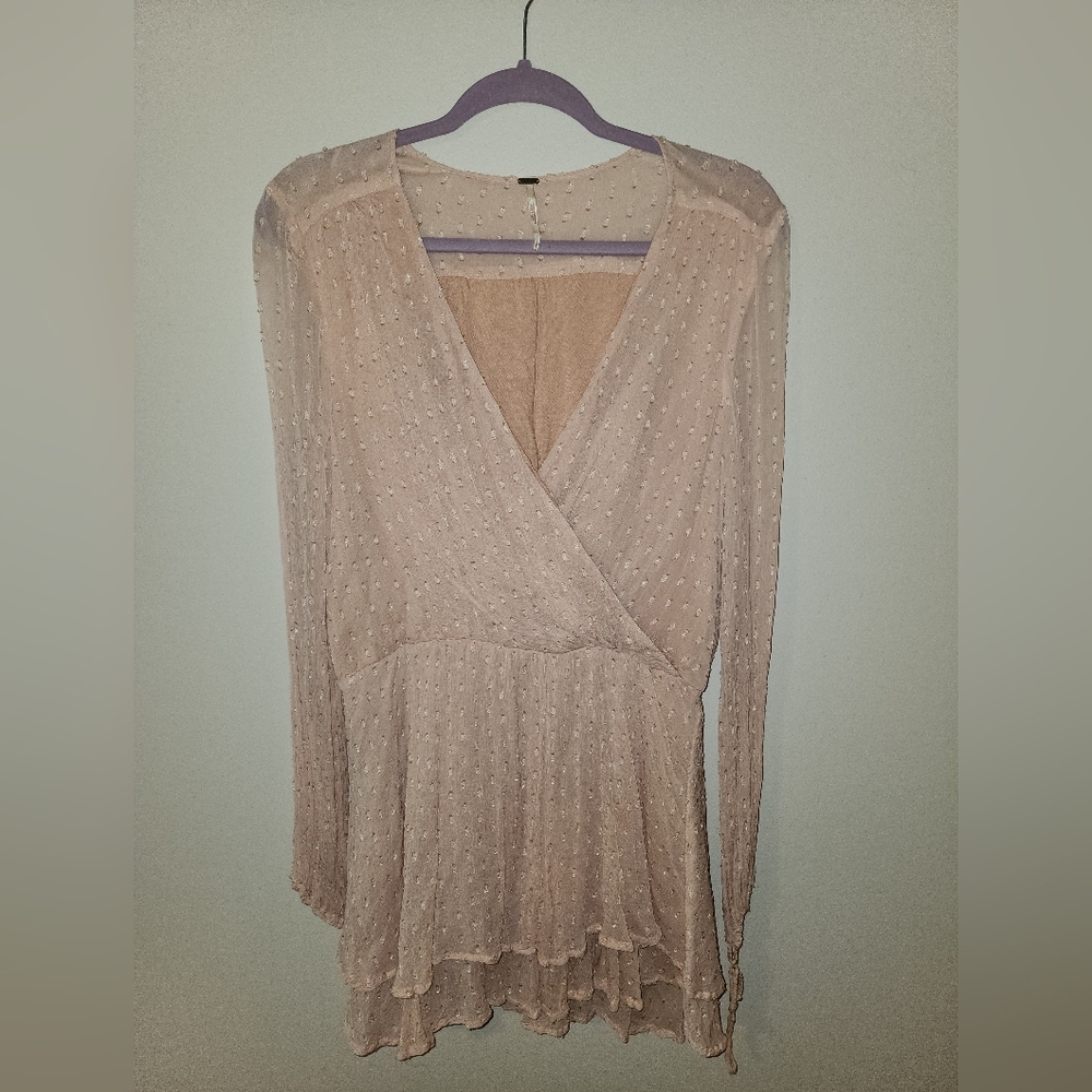 Free People Light Pink Textured Blouse - Picture 2 of 7